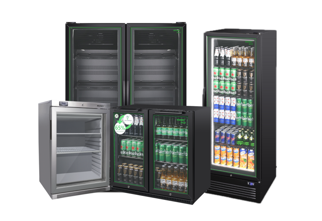 Selection of Husky Commercial products ranging from back bar fridges, upright commercial fridges, commercial freezers, catering fridges, catering freezers.